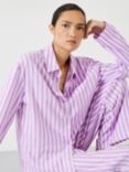 HUSH Luella Brushed Twill Pyjamas, Lilac Stripe