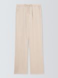 John Lewis ANYDAY Plain Tailored Linen Blend Trousers, Oatmeal