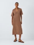 John Lewis ANYDAY Pointelle Knit Midi Dress, Caramel