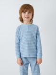 John Lewis Kids' Stripe Rib Knit Pyjamas, Set Of 2, Blue