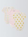 John Lewis ANYDAY Baby Lemon Stripe Bodysuit, Pack of 3