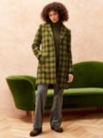 Brora Harris Tweed Pure Wool Check Coat, Moss/Multi