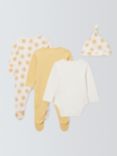 John Lewis ANYDAY Baby Sunflower Sleepsuit, Bodysuit and Hat Set, Yellow