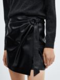 Mango Faux Leather Buckle Mini Skirt, Black