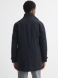 Reiss Player Long Sleeve Funnel Quilted Coat, Navy