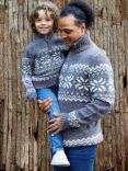 The Little Tailor Snowflake Fair Isle Chunky Zip Neck Knit Jumper, Charcoal