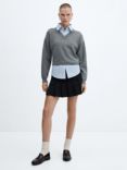 Mango Chiara Combined Shirt and Jumper, Medium Grey