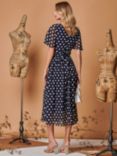 Jolie Moi Spot Print Chiffon Midaxi Dress, Navy Spot