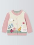 John Lewis Baby Swan Scene Knitted Cardigan, Multi