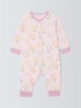 John Lewis ANYDAY Baby Cotton Floral Sleepsuit, Pink