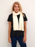 KAFFE Lotte Tight Knitted Long Scarf, Chalk