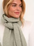 KAFFE Frankie Rib Knit Long Scarf, Olivine Melange