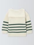 John Lewis Baby Stripe Zip Jumper, Cream/Green