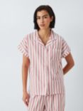 John Lewis Kora Stripe Pyjama Shirt Top, Desert Rose