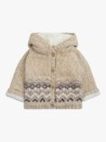 The Little Tailor Baby Fairisle Cotton Blend Hooded Pram Coat, Oatmeal