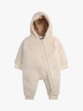 The Little Tailor Baby Sherpa Fleece & Quilted Reversible Pramsuit, Cream