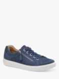 Hotter Chase II Extra Wide Fit Suede Zip and Go Trainers, Denim Blue