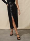 Ro&Zo Sequin Split Front Midi Skirt, Black