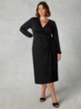 Live Unlimited Curve Jersey Midi Wrap Dress, Black