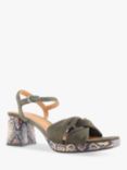 Chie Mihara Gaura Platform Leather Sandals, Khaki/Snake