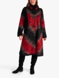 chesca Scribble Embroidered Coat, Black/Red