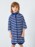 John Lewis Kids' Stripe Zip Through Towelling Poncho, Blue