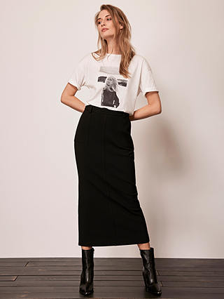 Mint Velvet Structured Midaxi Column Skirt, Black