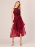 Adrianna Papell Halter Velvet Tulle Dress, Garnet, Garnet