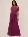 Adrianna Papell Off Shoulder Crepe Chiffon Maxi Dress, Cassis, Cassis