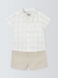 John Lewis Heirloom Collection Baby Linen Blend Shirt & Shorts Set, Neutrals