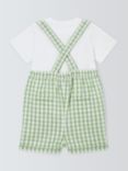 John Lewis Heirloom Collection Baby T-Shirt and Gingham Short Dungarees Set