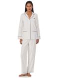 Lauren Ralph Lauren Contrast Trim Linen Blend Pyjamas, White