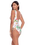 Lauren Ralph Lauren Shirred Side Floral Plunge Swimsuit, White/Multi