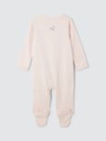 John Lewis Heirloom Collection Baby Floral Embroidered Pima Cotton Sleepsuit, Pink