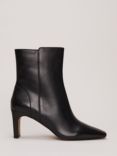 Phase Eight Slim Block Heel Leather Ankle Boots, Black