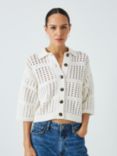 John Lewis Crochet Collar Cardigan, Ecru