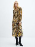 Mango Thea Abstract Print Midi Shirt Dress, Brown/Multi
