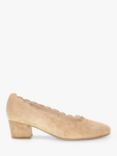 Gabor Wide Fit Gigi Suede Scalloped Edge Block Heel Court Shoes, Sand