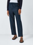 John Lewis Cotton and Linen Blend Drawstring Trousers, Navy
