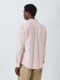 John Lewis Linen Blend Stripe Long Sleeve Shirt, Peach Whip