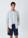 John Lewis Linen Blend Stripe Long Sleeve Shirt, Grey Mist