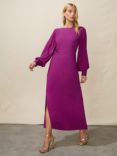 Ro&Zo Ruch Side Detail Midi Dress, Purple