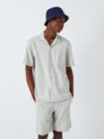 John Lewis Linen Blend Revere Collar Micro Stripe Shirt, Neutrals