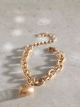 Mint Velvet Heart Charm Bracelet, Gold