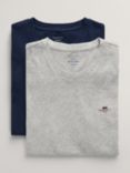 GANT Kids' Crew Neck Logo T-Shirt, Pack of 2, Grey/Navy