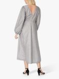 A-VIEW Enitta Metallic Thread Puff Sleeve Midi Dress, Silver