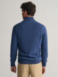 GANT Cotton Half Zip Collar Jumper, Blue Melange