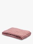 Piglet in Bed Gingham Linen Flat Sheet, Mineral Red