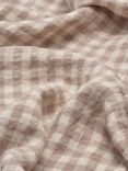 Piglet in Bed Gingham Linen Flat Sheet, Mushroom