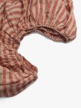 Piglet in Bed Pembroke Stripe Linen Fitted Sheet, Sandstone Red